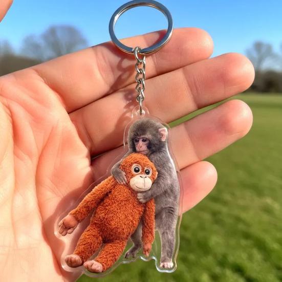 Keychain Pendant 3D Monkey Hug Charm Key Chain Backpack Purse Car Keys Mini Accessories Decorative Bag Strap Charm