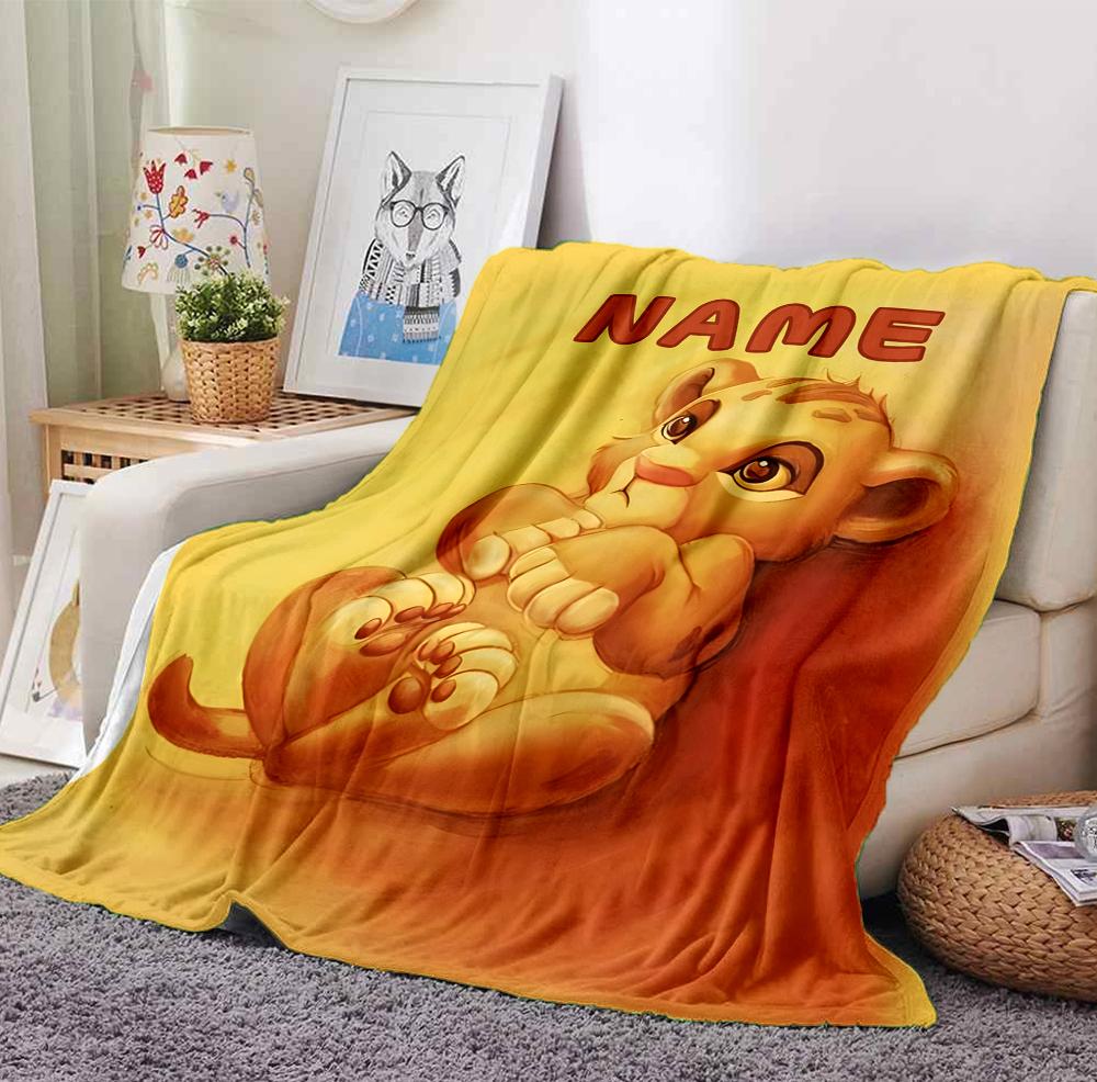 Custom Name Lion Cub Name Flannel Blanket Throw Blanket Soft Warm Sofa Bed home Decor Unique Gift