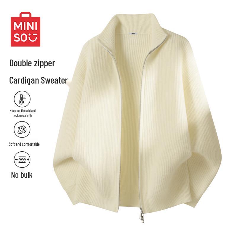 MINISO Men's Vintage Loose Knit Cardigan Sweater