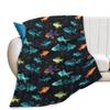 Cartoon marine fish Printed Blanket for Sofa Bed Travel Camping Living Room Office Conditioning Blanket for All Seasons Gifts