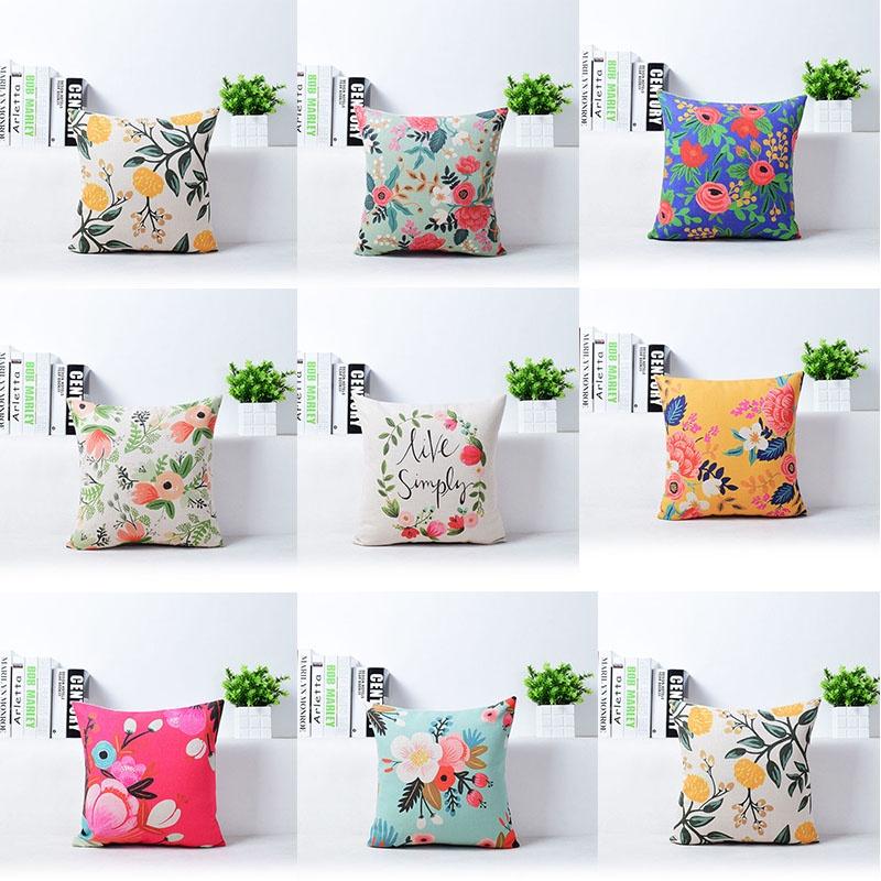 Exquisite Vivid Flower Floral Plants Linen Pillow Case For Decorative Cushion 18