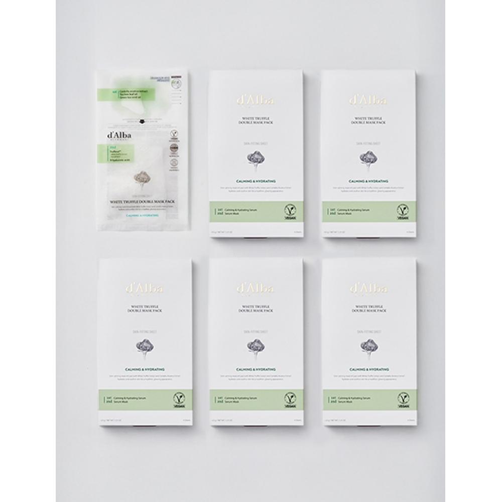 Dalba White Truffle Double Mask Pack  Soothing   Moisturizing  Total 20 Sheets  4 Sheets X 5 boX