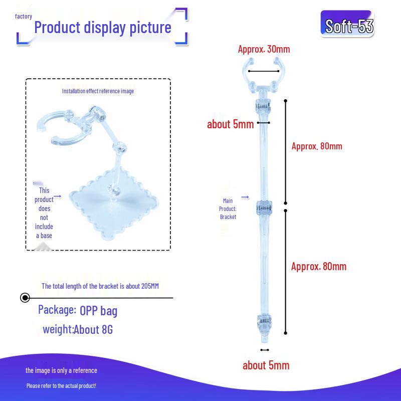 Adjustable Transparent Figure Stand with Bendable Waist Clip - Multiple Sizes