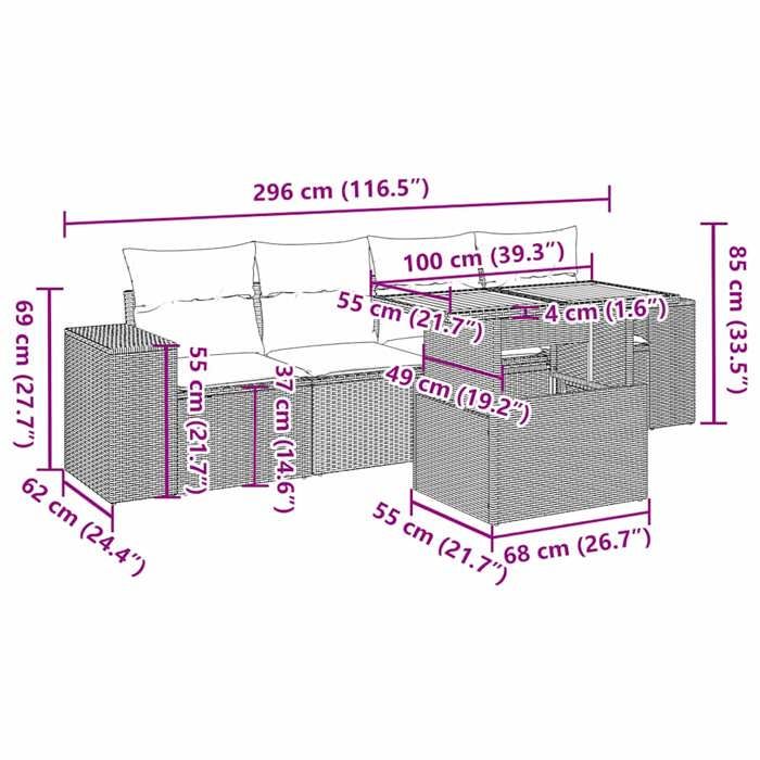 VidaXL Garden Lounge Set 5 Pcs with Grey Cushions Wicker, Outdoor Sofa Set, Corner Sofa Set 3327323