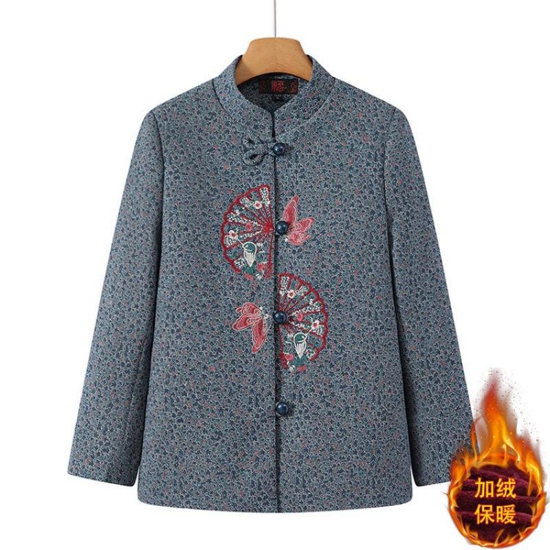 Coat clothes new velvet coat grandma top cold suit stand-up collar