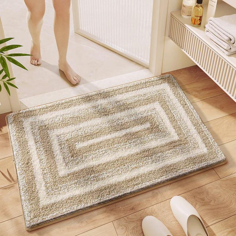 High Quality Microfiber Flocked Bath Mat Bathroom Decorative Floor Mat Super Absorbent Non-slip Bathroom Rug 50x80/50x100CM