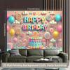 2D Sweet Cake Candy Happy Birthday Backdrop for Baby Shower Party Supplies