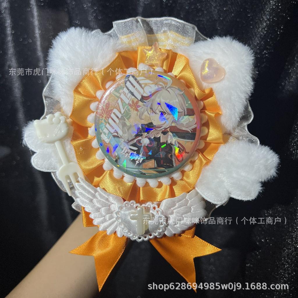 Cute Angel Wings Puchi Cabbage Original Handmade Lace Valley Beauty Badge Pain Bag Peripheral Accessories 58mm