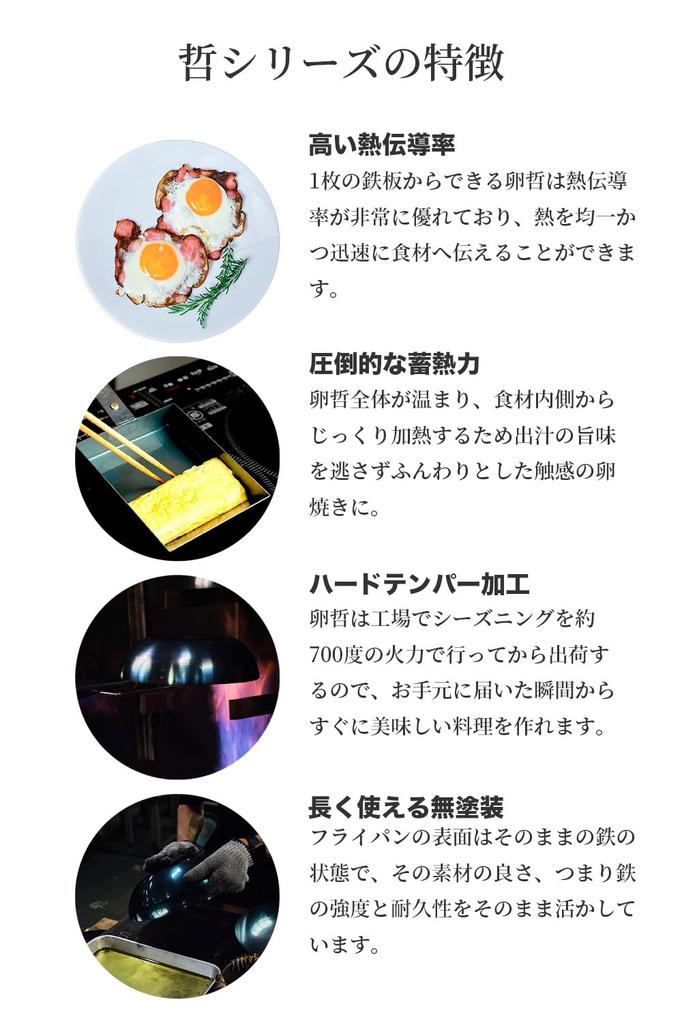 Iron Frying Pan for Tamagoyaki No Seasoning Induction Kansai Style (egg Rolls), Tama-Tetsu, Rectangular, 20cm, Required, Compatible, 645g,