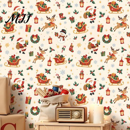 Holiday Party Backdrop Decorations Christmas Nutcracker Self-Adhesive Wall Stickers, Thick PVC Wallpaper with Ballerina, Xmas Tree & Fairy Tale