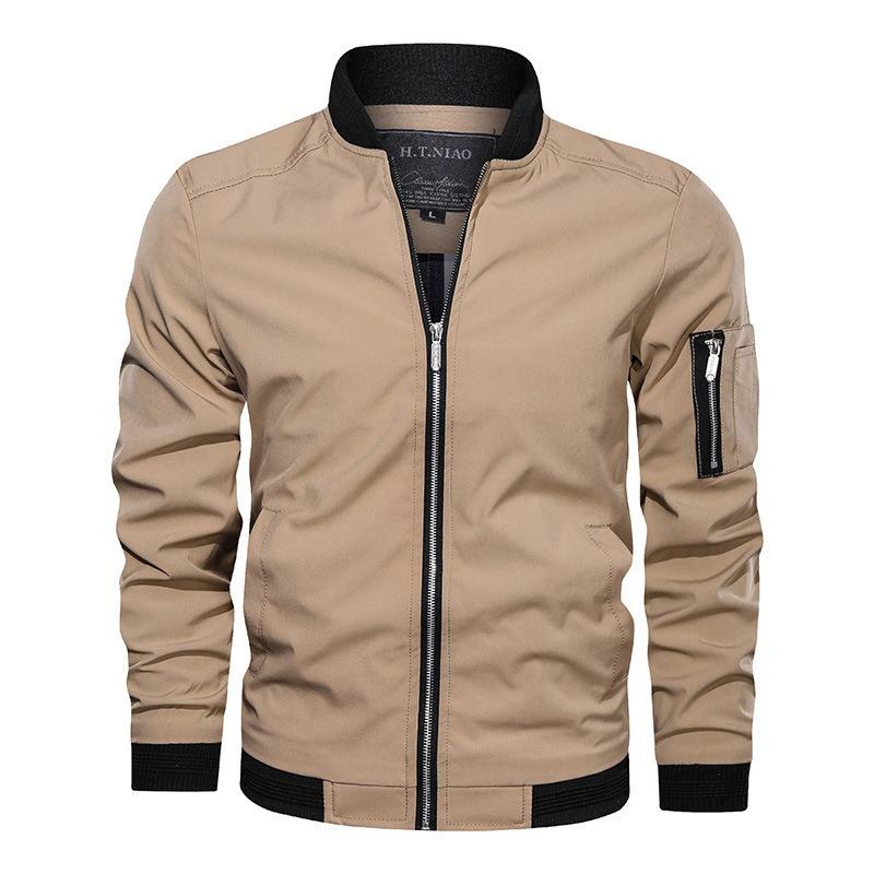 Spring and Autumn Thin Men's Baseball Collar Solid Color Jacket Casual Air Force One Jacket Men's