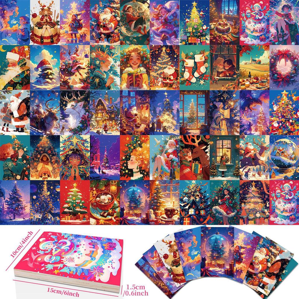 50 Christmas Day Celebration Christmas Eve Wall Decoration Cards Children Diy Indoor Bedroom Message Postcards