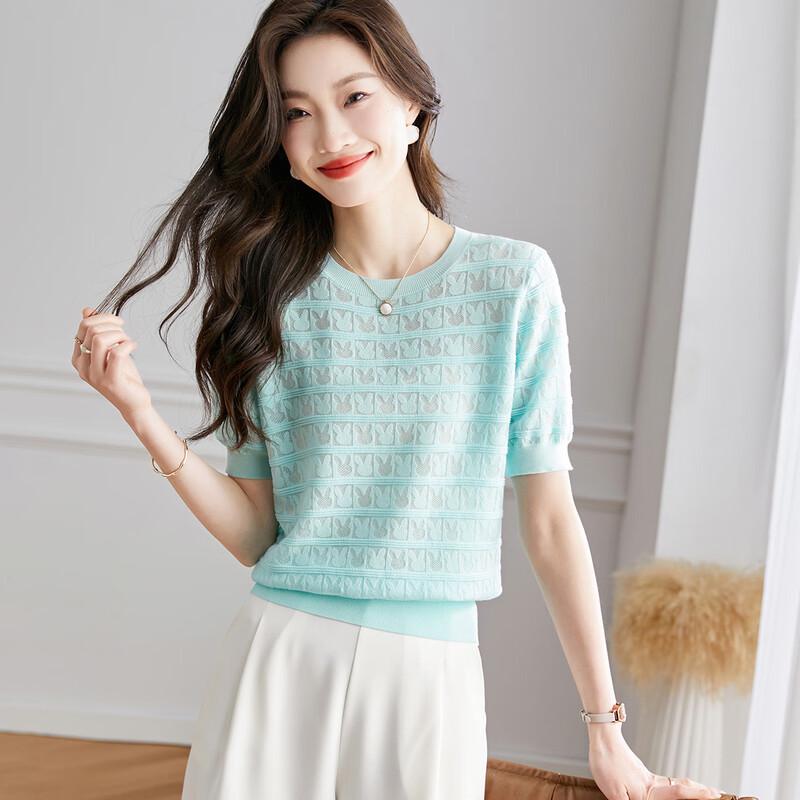 Women's Silk Blend Lace Crochet Knit Top