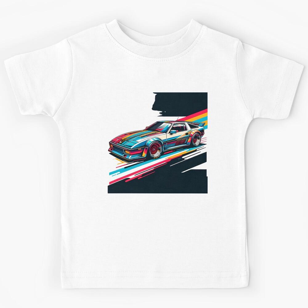 Neon Speedster – Retro Futuristic Racecar Kids T-Shirt 120