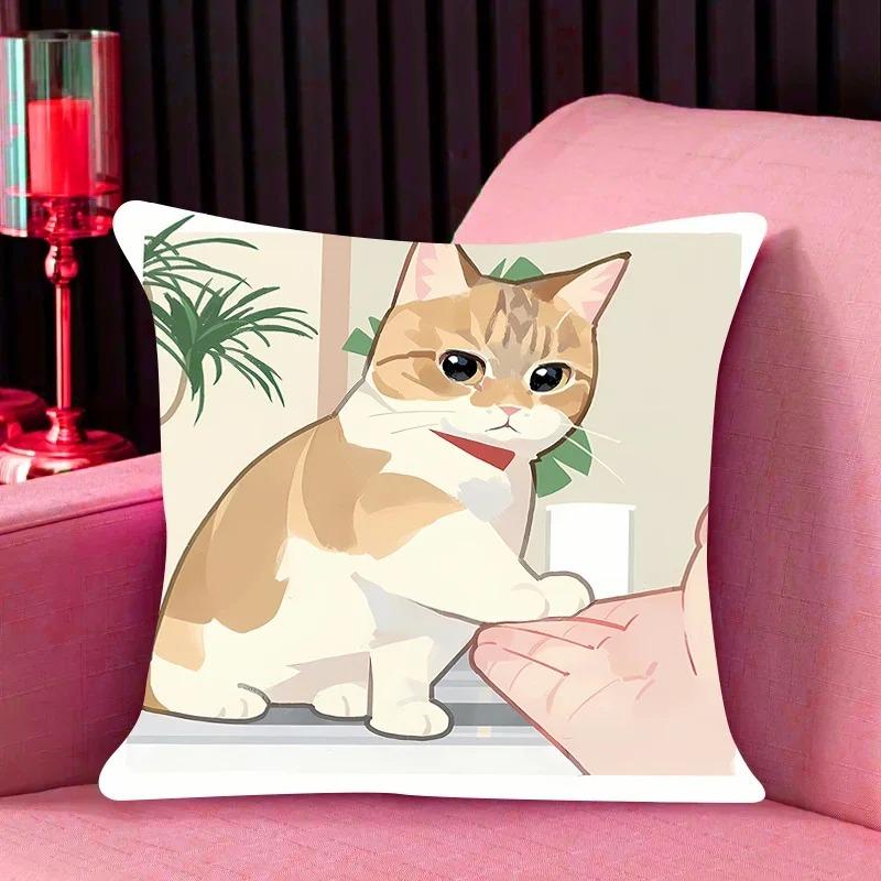 Cat Print Decorative Pillow Cover Car Sofa Square Cushion Pillow Cover