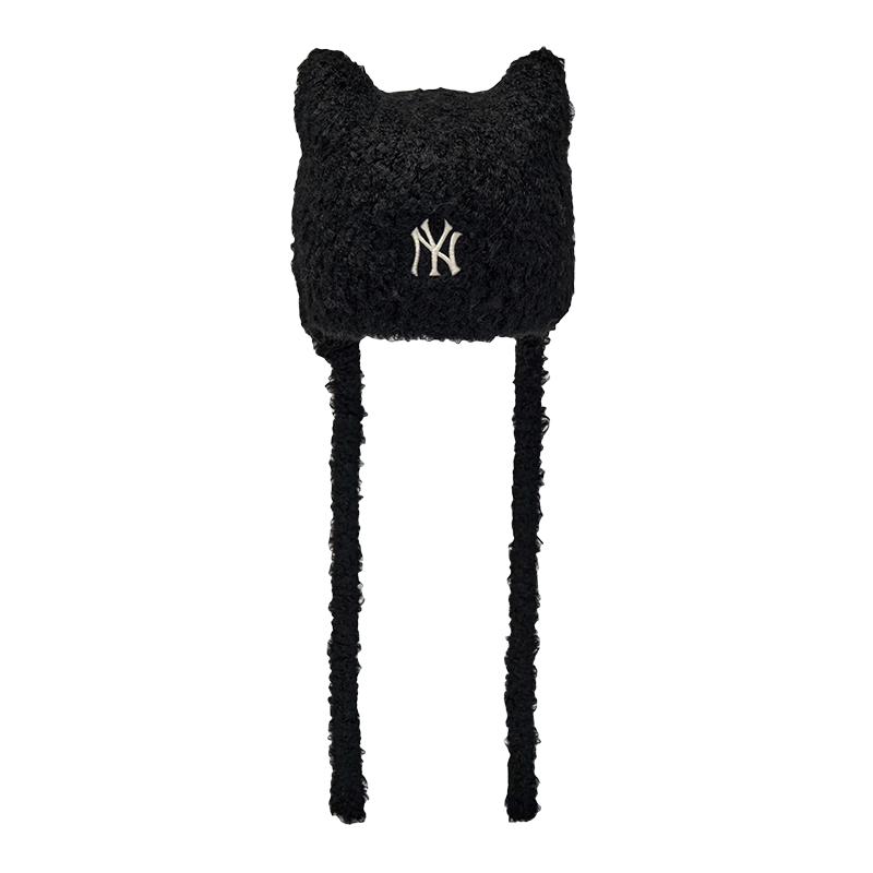 Вязаная шапка-бини с ушками кошки MLB One Size