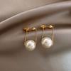 Stainless Steel Simple Elegant Small Pearl Pendant Earrings For Woman Fashion  Party Ladies' Unusual Dangle Earrings Acce
