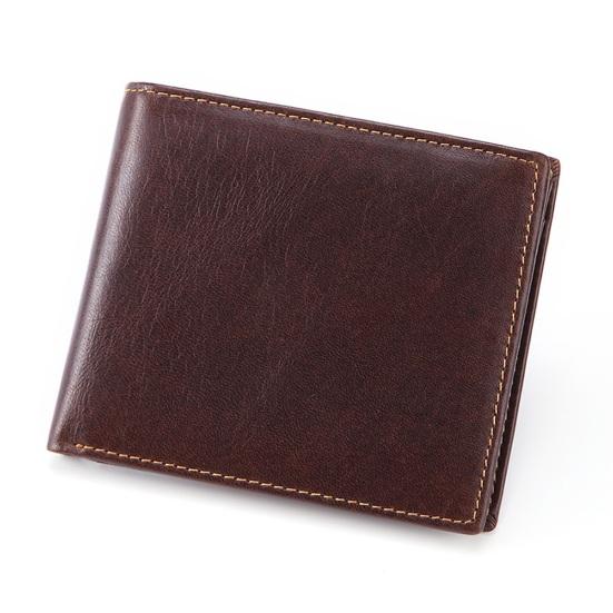 RFID Blocking Men Wallet Vintage Faux Leather Bi-fold Wallet with ID Window Coin Pocket Portable Folding Anti-Theft Credit Card Holder
