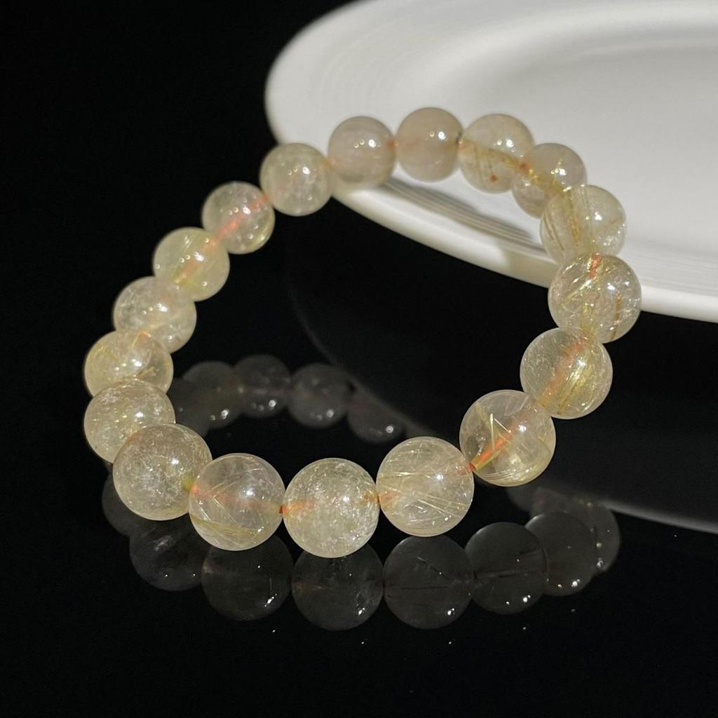 Jingxi Crystal Natural Venus Rutilated Quartz Bracelet - Golden Rutilated Quartz Beaded Bracelet