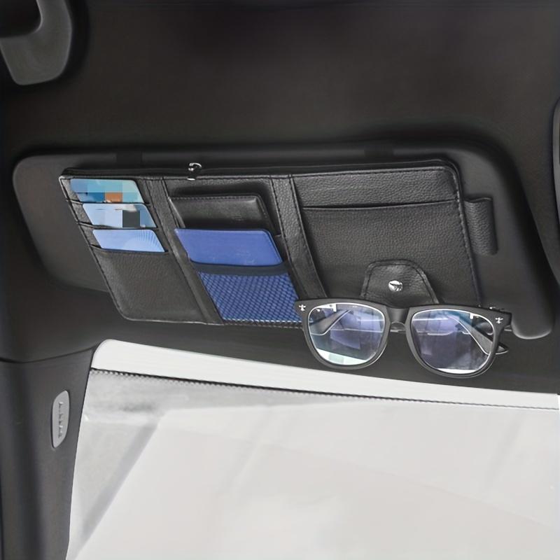 Multifunctional Faux Leather Car Organizer with Sun Visor, Card Holder, Driver'S License Storage Box, Document Storage