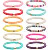 12pcs Friendship Bracelets Beaded Bracelets Heishi Bracelet Cute Bracelets Stack Vinyl Clay Disc Bead Surfer Stretch Summer Beach Bracelets For Women