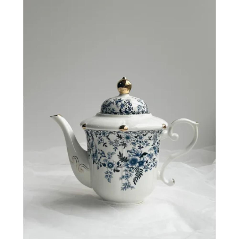 Vintage blå og hvit keramisk kaffekopp og skål Vannkopp Frokostkopp Ettermiddagste Blomstertekopper Melkekrus Kaffekrus