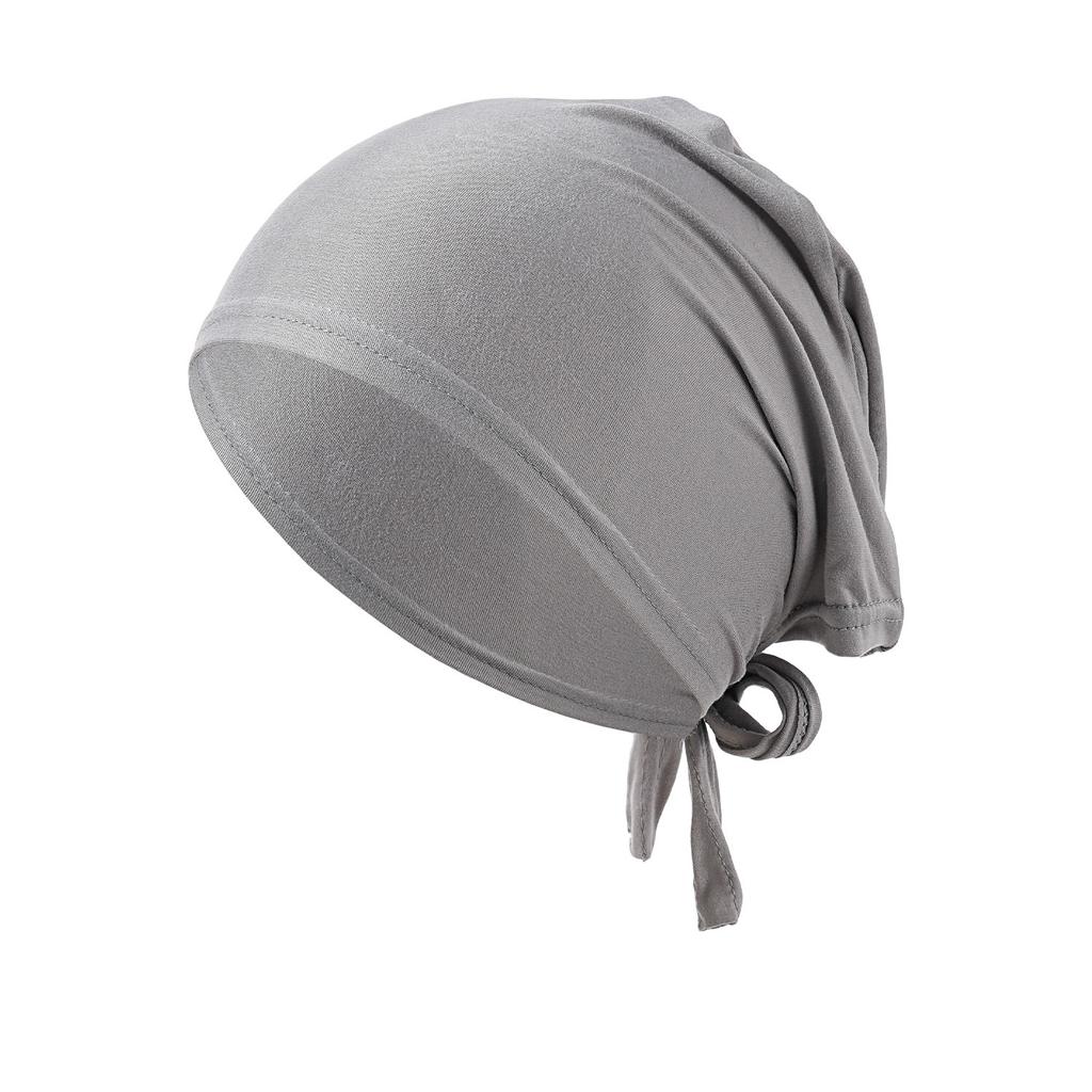 Berretto Sottoscarf Interno con Laccetti in Jersey di Modal di Alta Qualità per Donne Musulmane, Colore Unito, Sottoscarf, Turban Elasticizzato Islamico, Copricapo