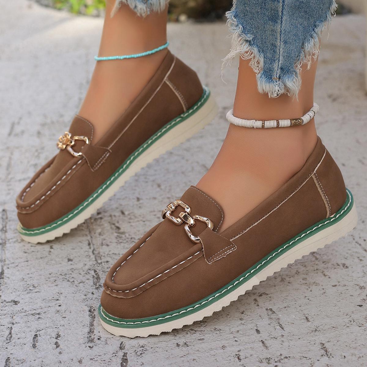 

Женские кроссовки с металлической цепочкой, обувь больших размеров для женщин, сетчатые дышащие неглубокие мокасины, женские осенние нескользящие повседневные кроссовки на плоской подошве 43 хаки