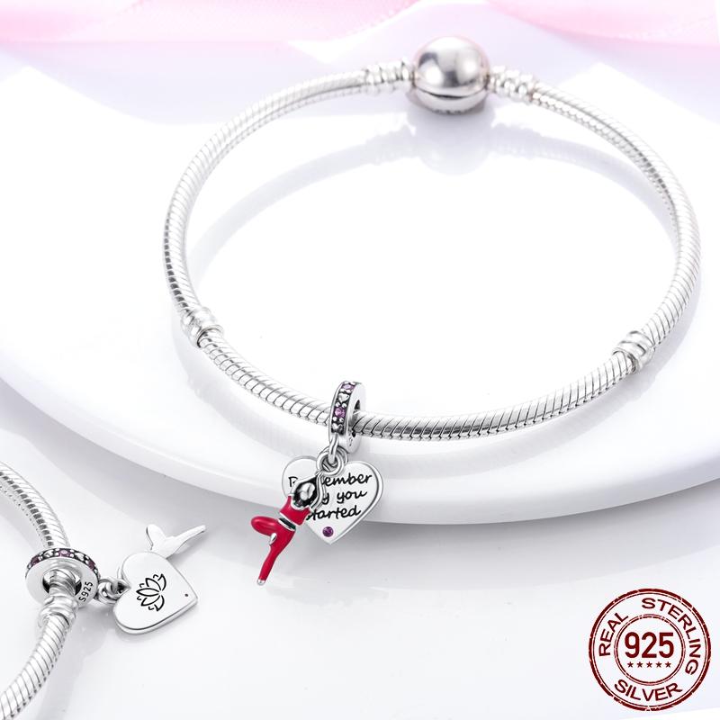 World Football Sport Soccer Dumbbell Yoga Dangle Charms Fit Accessories Bracelets Necklace Beads Copper Women Jewelry Making