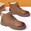 Fashion British Men's Ankle Boots Autumn Winter Soft Sole Velvet Warm Work Shoes for Men Designer Non-slip Leather Boots Male