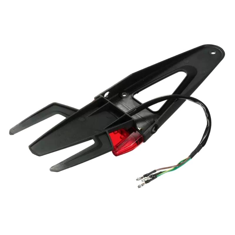 Rear Mudguard License Plate Bracket with Integrated 12V LED Brake Lamp Simple Installs for Motocross & Dirt Bike Riders