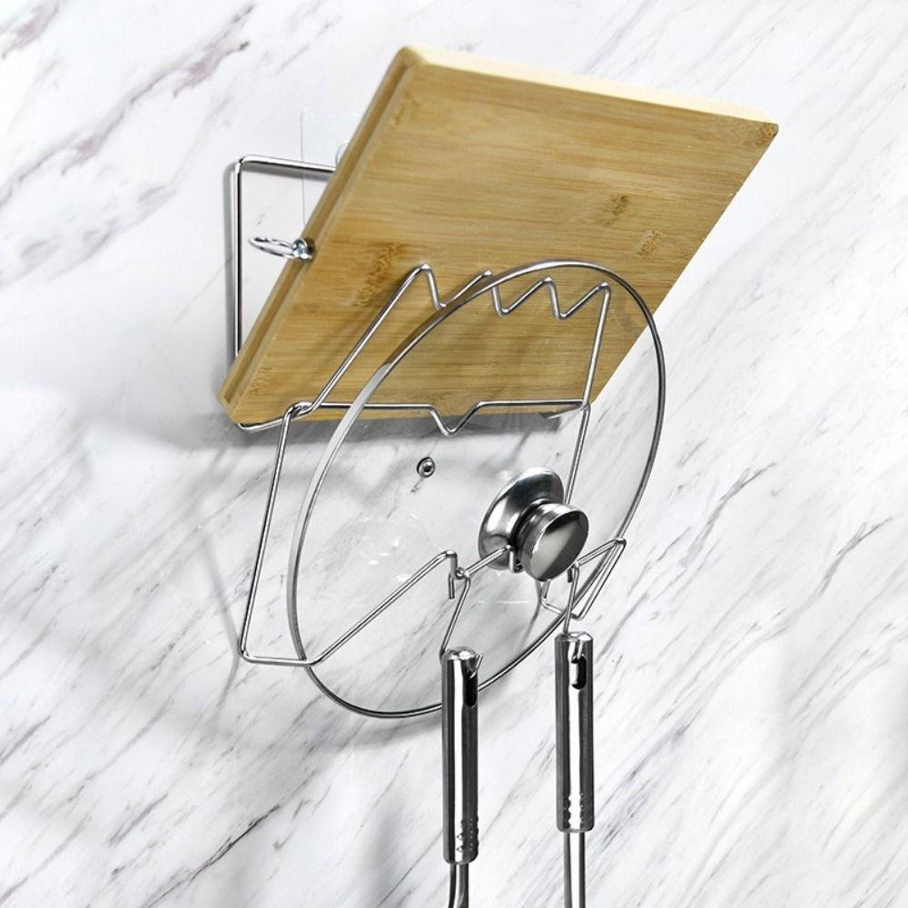 Wandmontiertes Topfdeckelregal Edelstahl Topfabdeckung Regal Schneidebrett-Organizer für die Küche