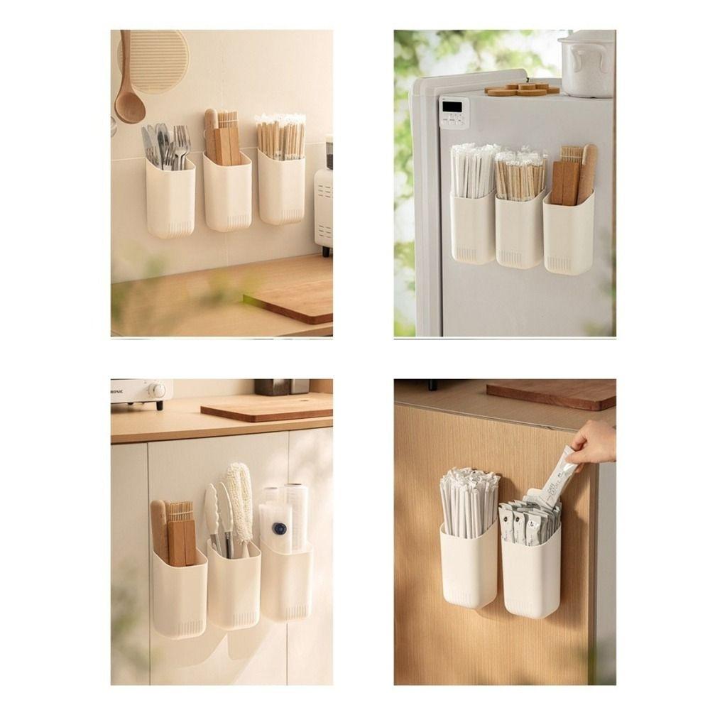 Large Capacity Magnetic Storage Box Plastic Straw Holder  Refrigerator Side