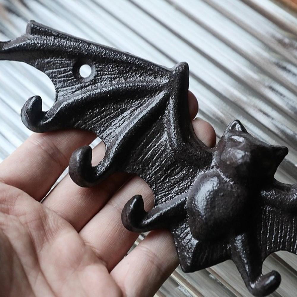 Vintage litinový držák na klíče Odolný proti korozi Nástěnný držák na klíče Netopýří háčky na klíče Dekorace předsíně