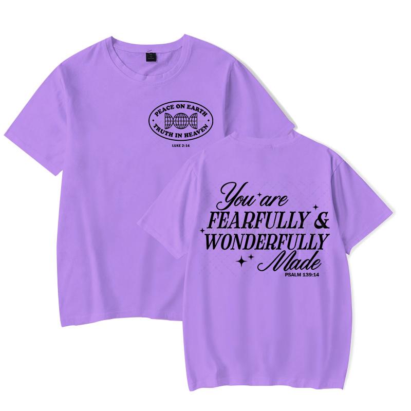Gift for Christian Tshirt You Are Fearfully Wonderfully Made Graphic T Shirts Women Funny Religious Christian Faith Tee Shirt
