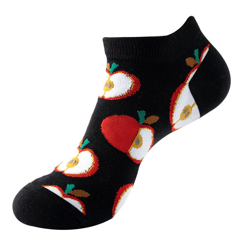 Spring Summer Socks Cute Funny Harajuku Cartoon Men Boat Oil Painting Food Casual Cotton Short Socks for Female Sox