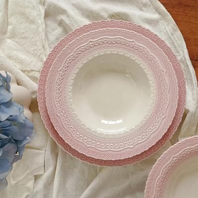 Ceramic Plate French Medieval Grapevine Relief Sweet Cake Plate Underglaze Colored Plate Dinner Set Plates and Dishes