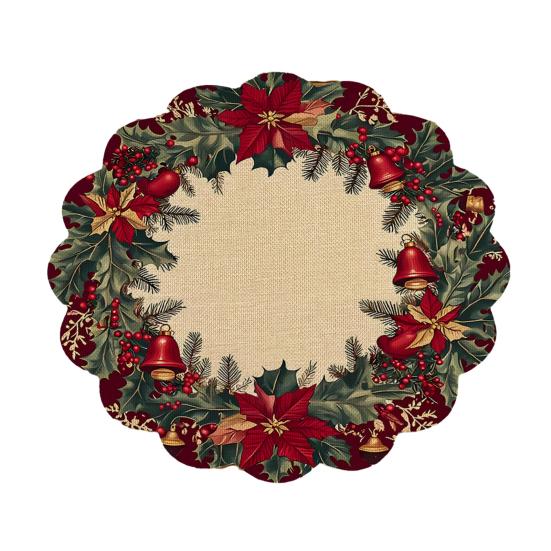 Tapis décoratif d'isolation thermique Rond Set de table de Noël, 14 pouces Motif festif Antidérapant Protecteur de table, Protecteur de table pour maison de vacances Endroit pour