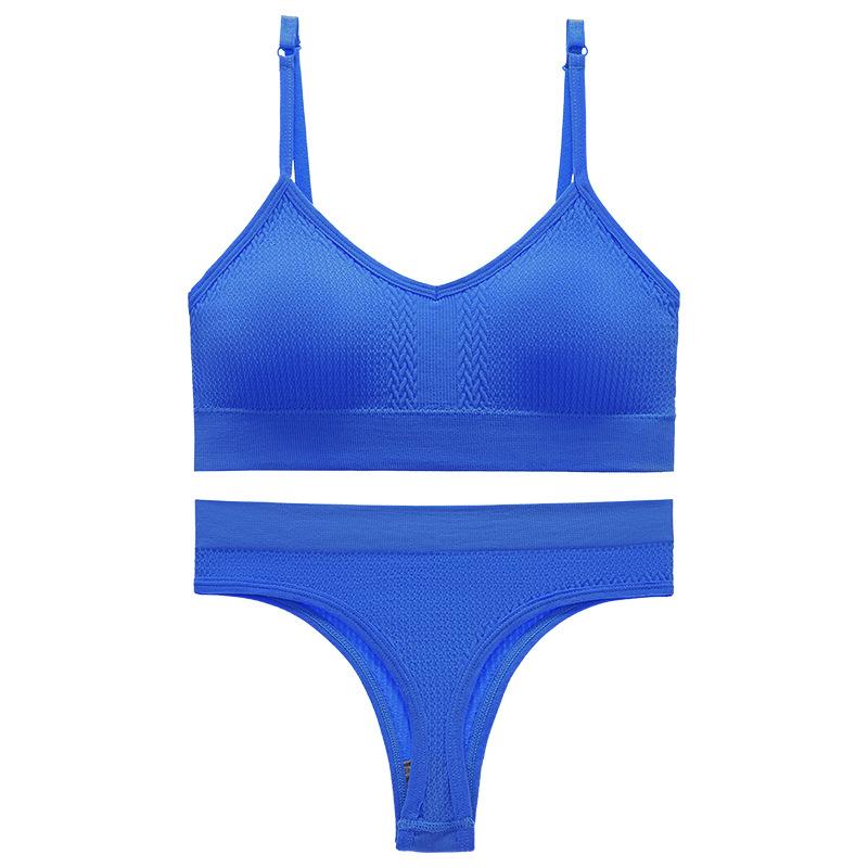 Underwear Set Female Thin Section Large Size Without Steel Ring Sexy Halter Beauty Undershirt Adjustable Small Breasts Gathered French Bra Set