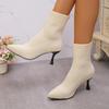 Women Boots Stretch Fabric Socks Boots Women Elegant Pointed Toe Knitting Elastic Ankle Boots Women Sexy Heels Shoes