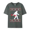Christmas Bigfoot Skier Carrying Ski Tshirts Funny Gift Tshirts Novelty Printed Tee Tops Cotton Tops