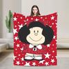 Mafaldas Red Stars Blankets  Fuzzy Vintage Breathable Throw Blankets for Home Restaurant Textile Decor