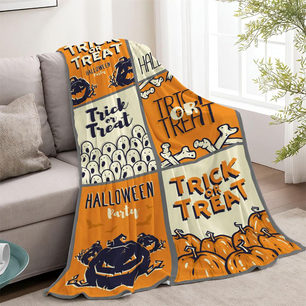 Halloween Pattern Puzzle Printed Blanket for Sofa Travel Camping Living Room Office Conditioning Blanket for All Seasons Gifts