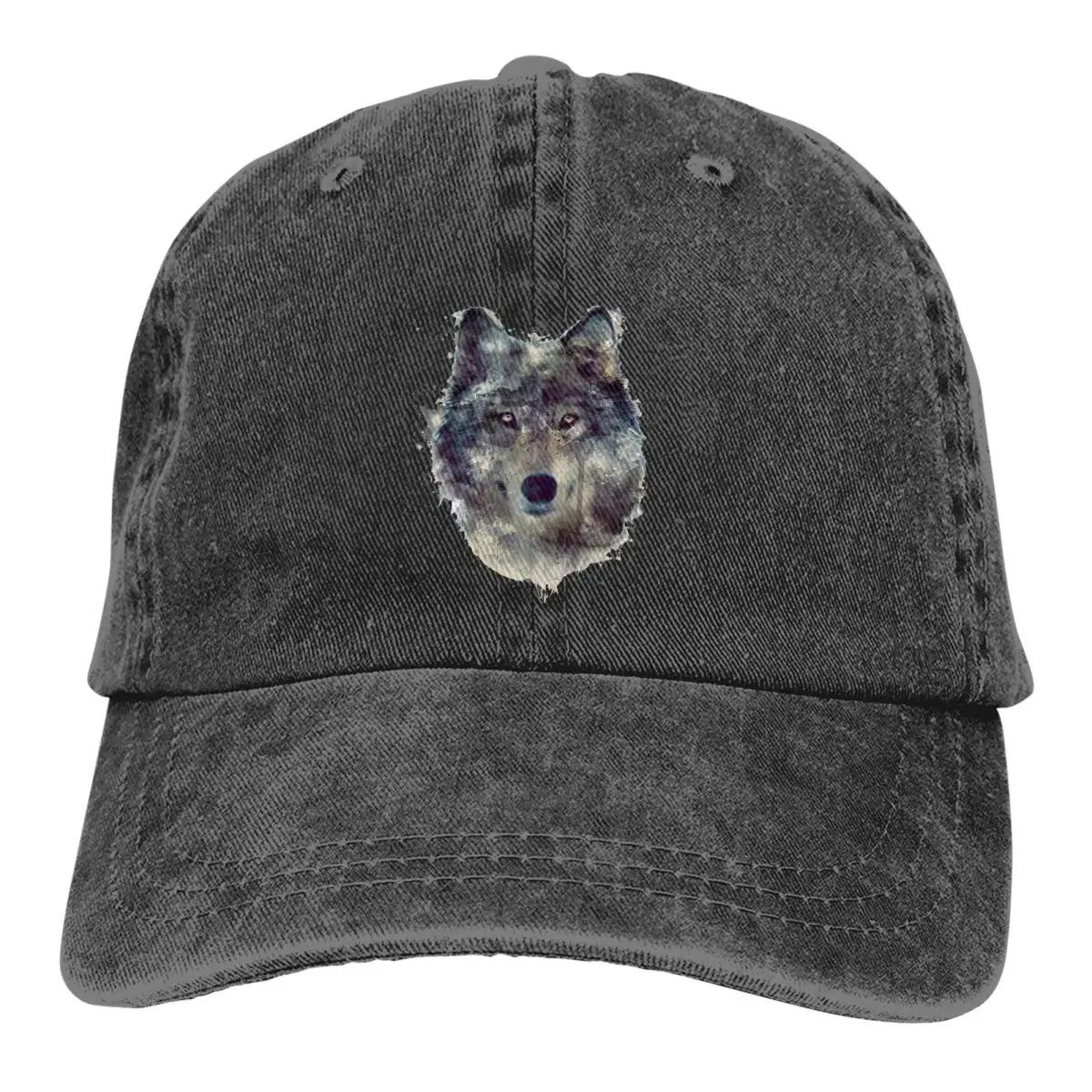 

Grey Ink And Wash Baseball Caps Peaked Cap Wolf Sun Shade Hats for Men Women 15.7x11.4x7.8 inch чорний