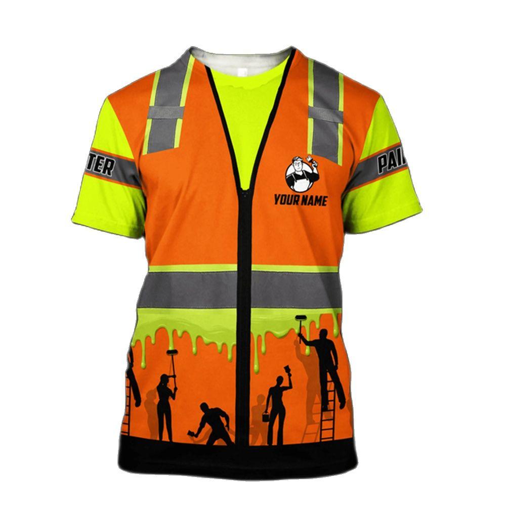 Malířská uniforma 3D Vtipný potisk Pánské módní tričko Trend Harajuku Krátký rukáv Volnočasové Kulatý výstřih Pracovní oděv Hip Hop Topy