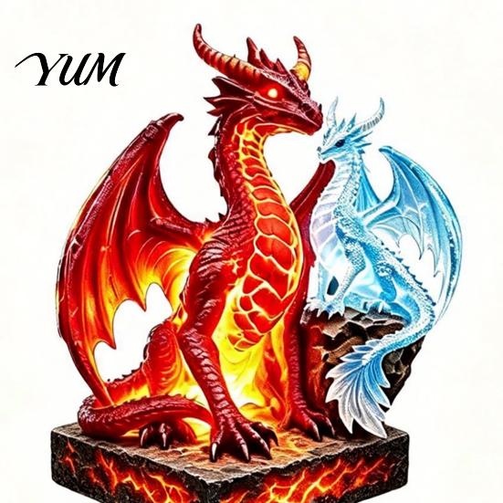 Atmospheric Night Garden Decor Dragon Solar Light, Fantasy Yard Stake, Waterproof Resin Decorations Statue Pathway Light for Lawn Patio Automatic