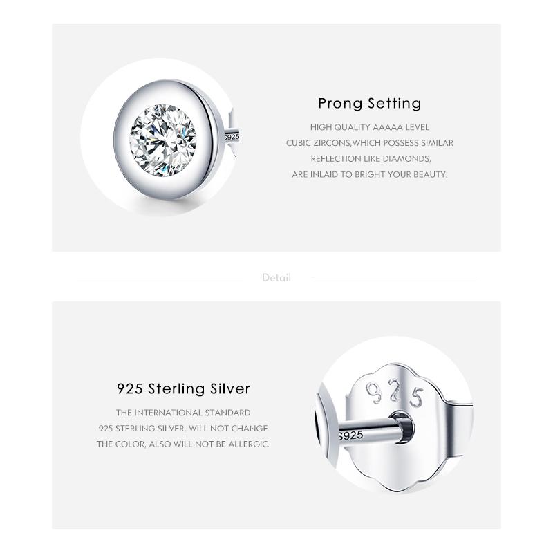 MODIAN Exquisite Round Clear CZ Ear Studs 925 Sterling Silver Sparkling Stud Earrings For Women Wedding Fine Jewelry