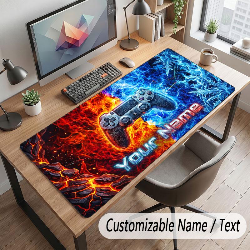 Game Controller Theme Customized Mouse Pad Personalized Print Name Text Desk Mat For Home Office Table Decor