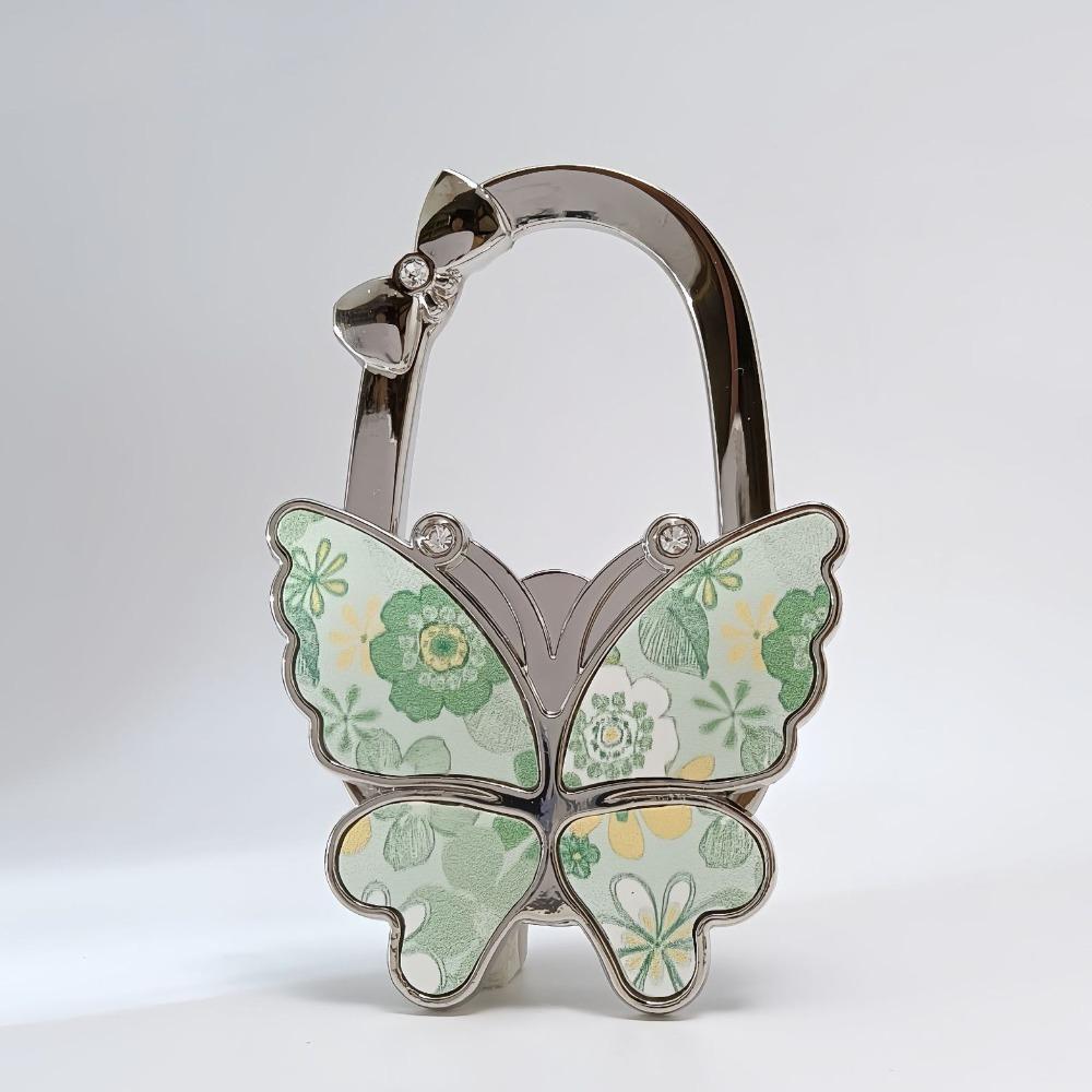 Durable Foldable Butterfly Handbag Hook Portable Creative Purse Holder Chrysanthemum Flowers Purse Hanger for Table