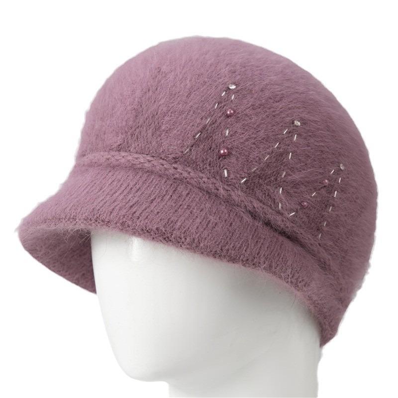 Hat lady winter cold and warm plush rabbit fur wool hat